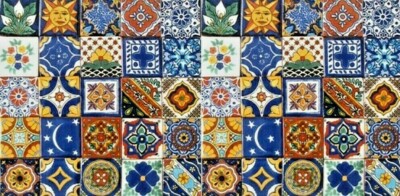 50 MEXICAN TILES 2x2 CERAMIC POTTERY TALAVERA MEXICO WALL FLOOR DECOR #003