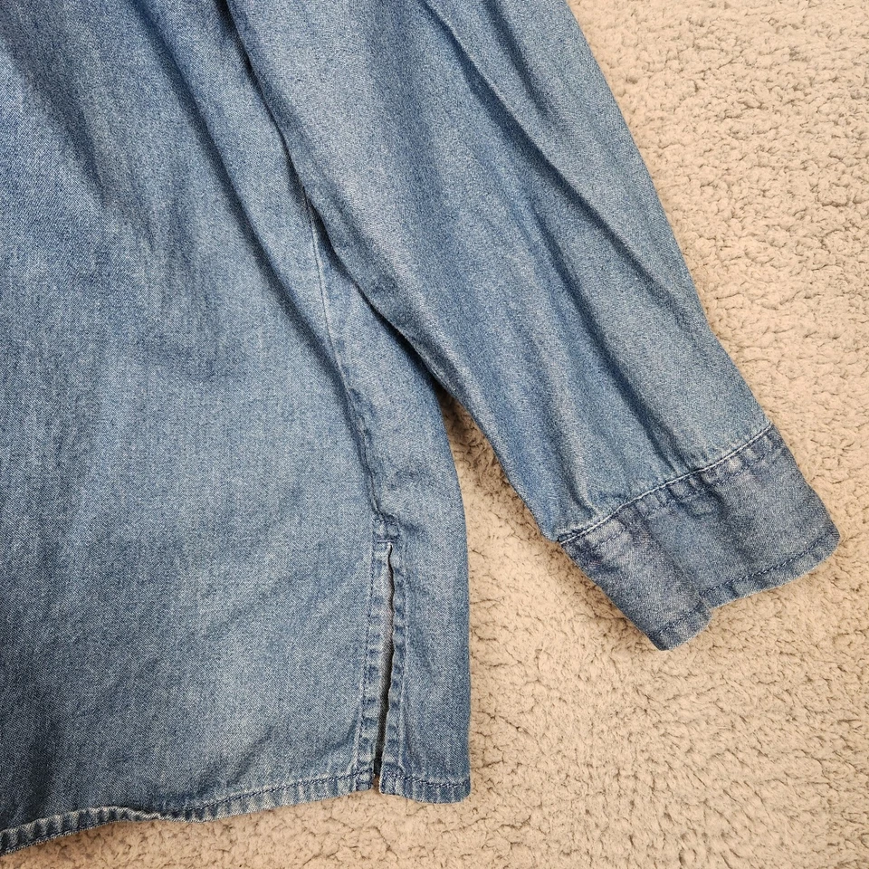 Vintage White Stag Winter Denim Shirt Womens Plus Size 24/26 Snowmen Winter - Image 4 of 4