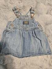 Vintage OshKosh B'gosh Denim Overall Jumper Dress 6 Months Vestbak Skirt 90s Y2K
