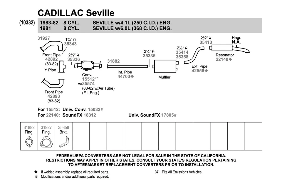 For Cadillac Eldorado 1979-1985 Walker Aluminized Steel Exhaust Extension Pipe Foto 2 de 4