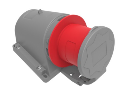 CEE Wand-Stecker 32A 400V 5-Polig Rot 6H IP44 Mit Deckel Starkstrom Drehstrom-image