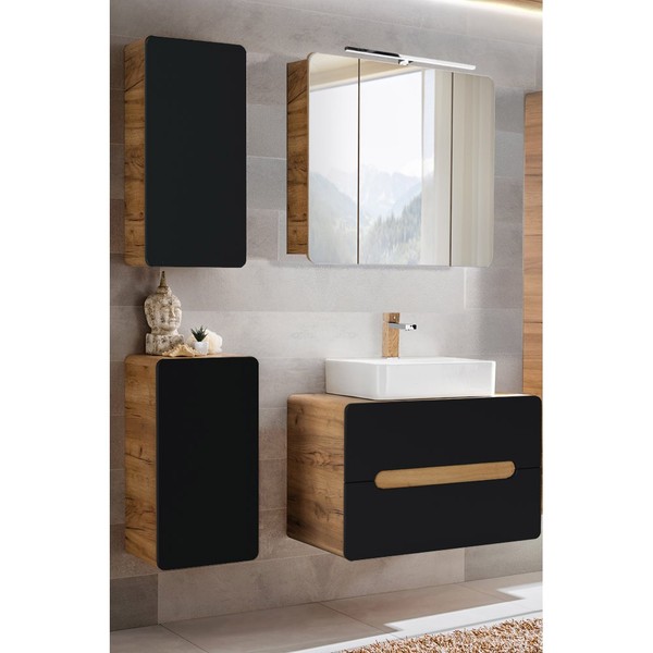 BadezimmermöBel BadmöBel Komplett Set Waschtisch Led Spiegelschrank BadschräNke-image
