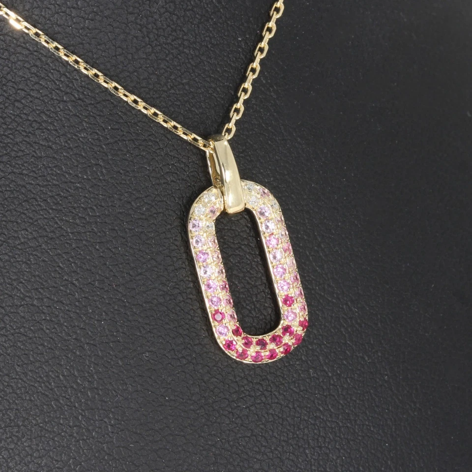 Wert 2080 € Brillant Saphir Rubin Anhänger & Kette 585 14 Karat Gelb Gold xxyy - Bild 1 von 4