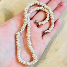 VTG Hawaiian Puka Shell choker Necklace small Beads real authentic 15" Hawaii