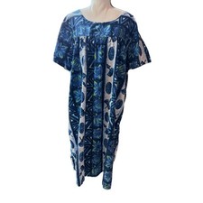 60's Vintage Ui Makai Flower Tiki Pineapple Masks Drum Barkcloth Hawaiian Dress