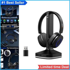 Wireless Headset with Mic Noise Cancelling Bluetooth Charging Base Dongle for