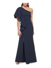 VINCE CAMUTO Womens Navy Lined Flutter Sleeve Full-Length Evening Gown Dress 4