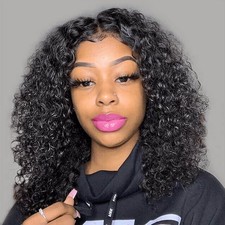 Curly Bob Wig Human Hair 13x4 HD Transparent Lace Front Wig Curly Human Hair Wig