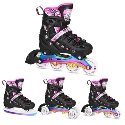Inlineskates 4-IN-1 Größe S (31-34) LED Inliner Schlittschuhe Rollschuhe Kufen