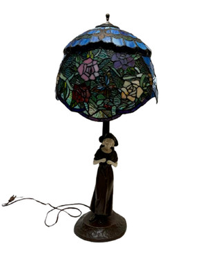 Antique Vienna Bronze  19th century Table Lamp Woman Statue Peter Tereszczuk