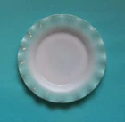 Vtg HAZEL ATLAS Crinoline Ripple Ruffle milk glass TURQUOISE BLUE edge 7" Plate