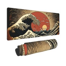 Japanese Wave Raising Sun Gaming Mouse Pad XL, Large Non Slip Rubber Mousepad...