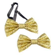 2 Pcs Sparkling Glitter Bow Tie Sparkly Men's Bowtie Shiny Bow Ties Pre Golden
