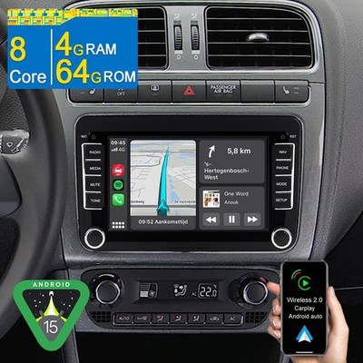 7'' Android 15 Autoradio 4+64GB Navi 8-Core für VW GOLF 5 6 Plus Tiguan Touran