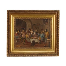 Painting 'Twelfth Night the King Drinks' Copy from David Teniers XIX Century