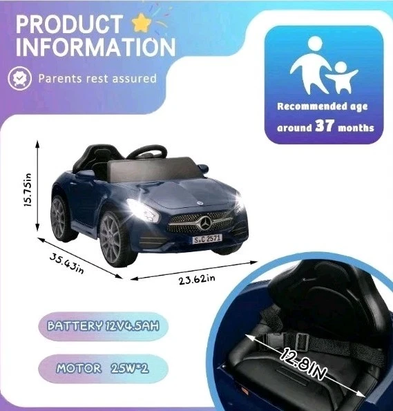 12v ride on car With 2.4G Remote Control, Battery Powered Electric Car For Kids - Image 3 of 4