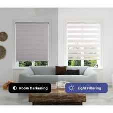 Red Grapes Zebra Blinds Dual Layer Roller Window Shades 42" W x 72" H, Natural