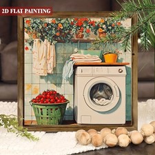 2D Vibrant Cartoon Laundry Room Art Wood Sign Home Bathroom Home Wall Decoration