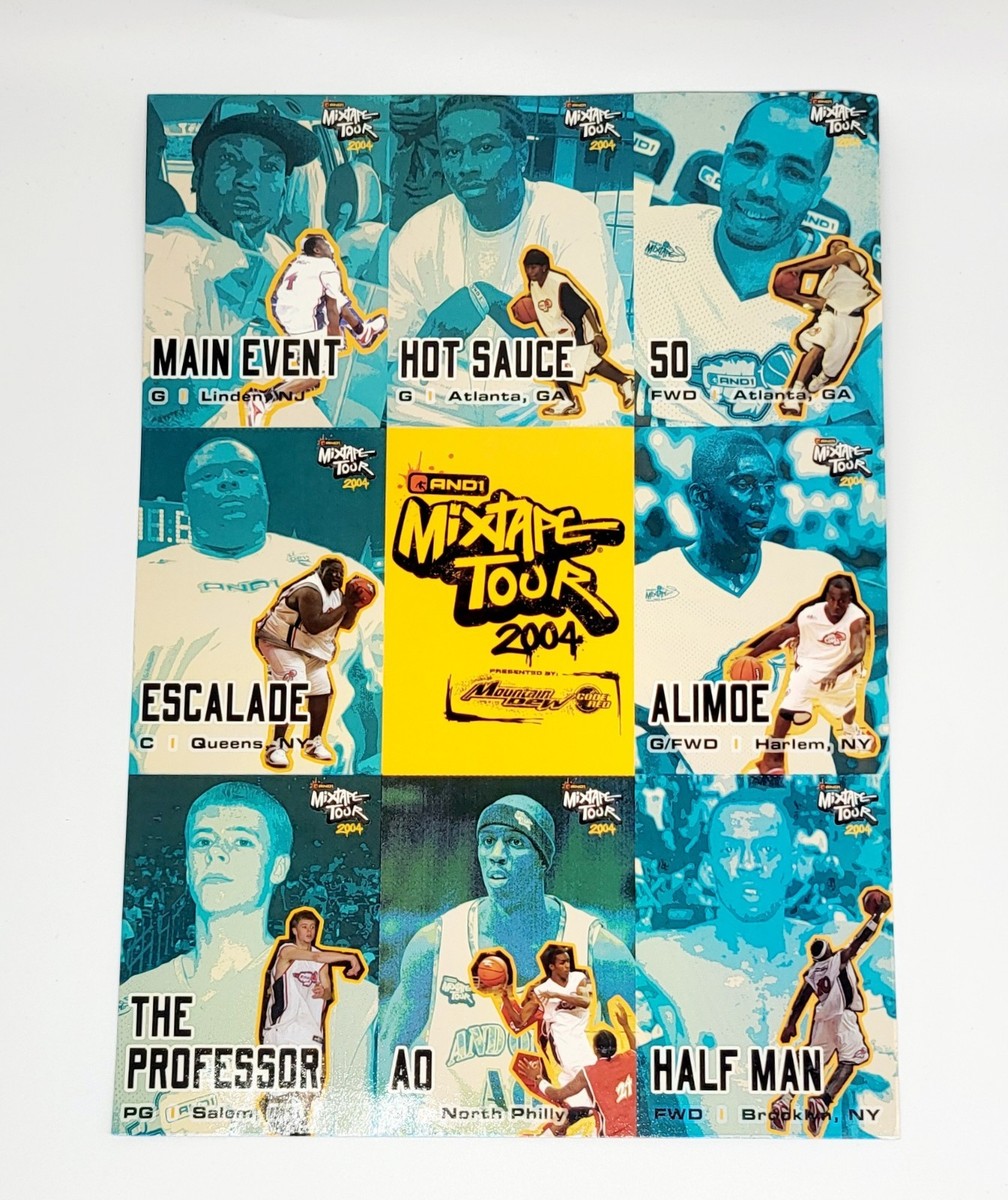 AND1 Mixtape Tour 2004 Uncut Sheet 9 Cards Escalade Half Man 50