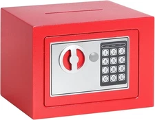 Red Small Safe Box for Money - 0.23CF Mini Safe Electronic Keypad Home Safety