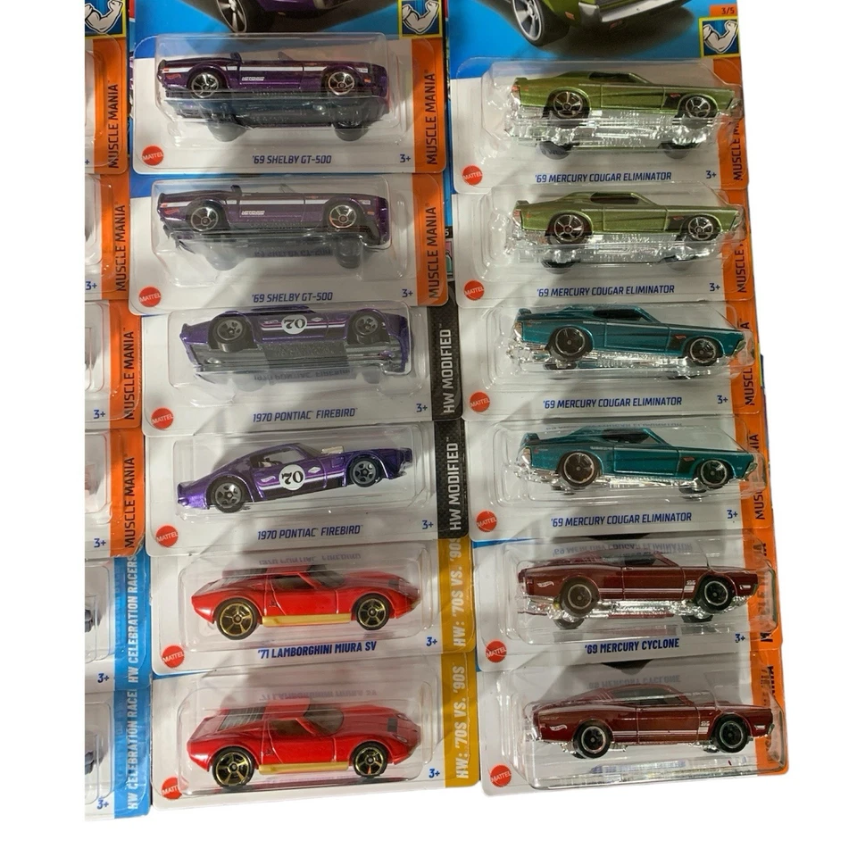 Hot Wheels Muscle Cars БОЛЬШОЙ ЛОТ из 24 - 12 типов Ford Chevy Dodge Lambo Mercury - Изображение 3 из 4