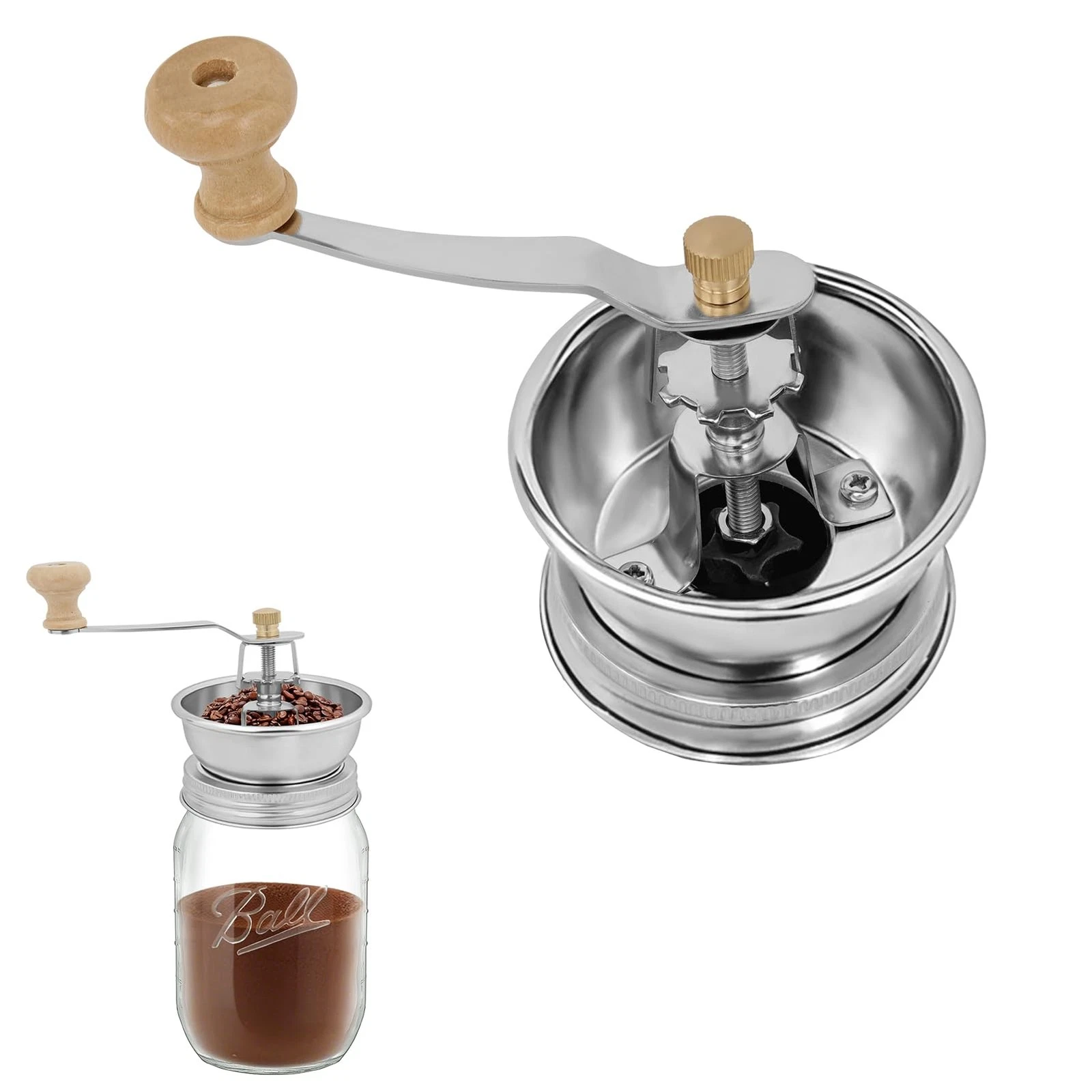 Coffee Grinder Lid for Mason Jar of Regular Mouth Manual Coffee Grinder for H...