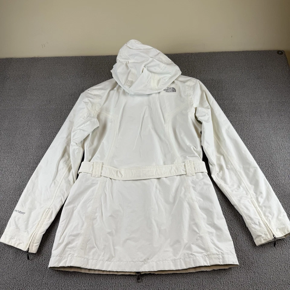 Jaqueta de chuva North Face feminina Y2K off white com cinto trench coat com capuz - Imagem 2 de 4
