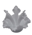 VINTAGE FENTON EPERGENE VASE HOBNAIL MILK GLASS 3 HORN TRUMPET RUFFLED