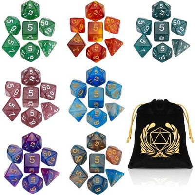 7er Würfelset, Polyeder, D4 D6 D8 D10 D12 D20, Acryl, transparent, für Rollen...