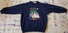 VTG 90s Nutcracker Christmas Sweatshirt Blue Womens Medium Ugly Sweater Holidays