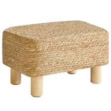  Foot Stool Rectangular Footrest Seagrass Hand Weave Pouf Ottoman with Natural