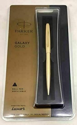 Parker Galaxy Gold Gehäuse Clip Kugelschreiber BP GT Besatz feine blaue Tinte