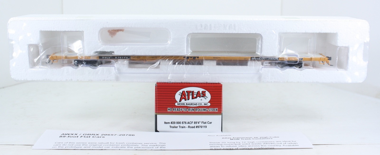 HO Scale Atlas Master Line Trailer Train ACF 89’ 4” Flat Car TTCX ...