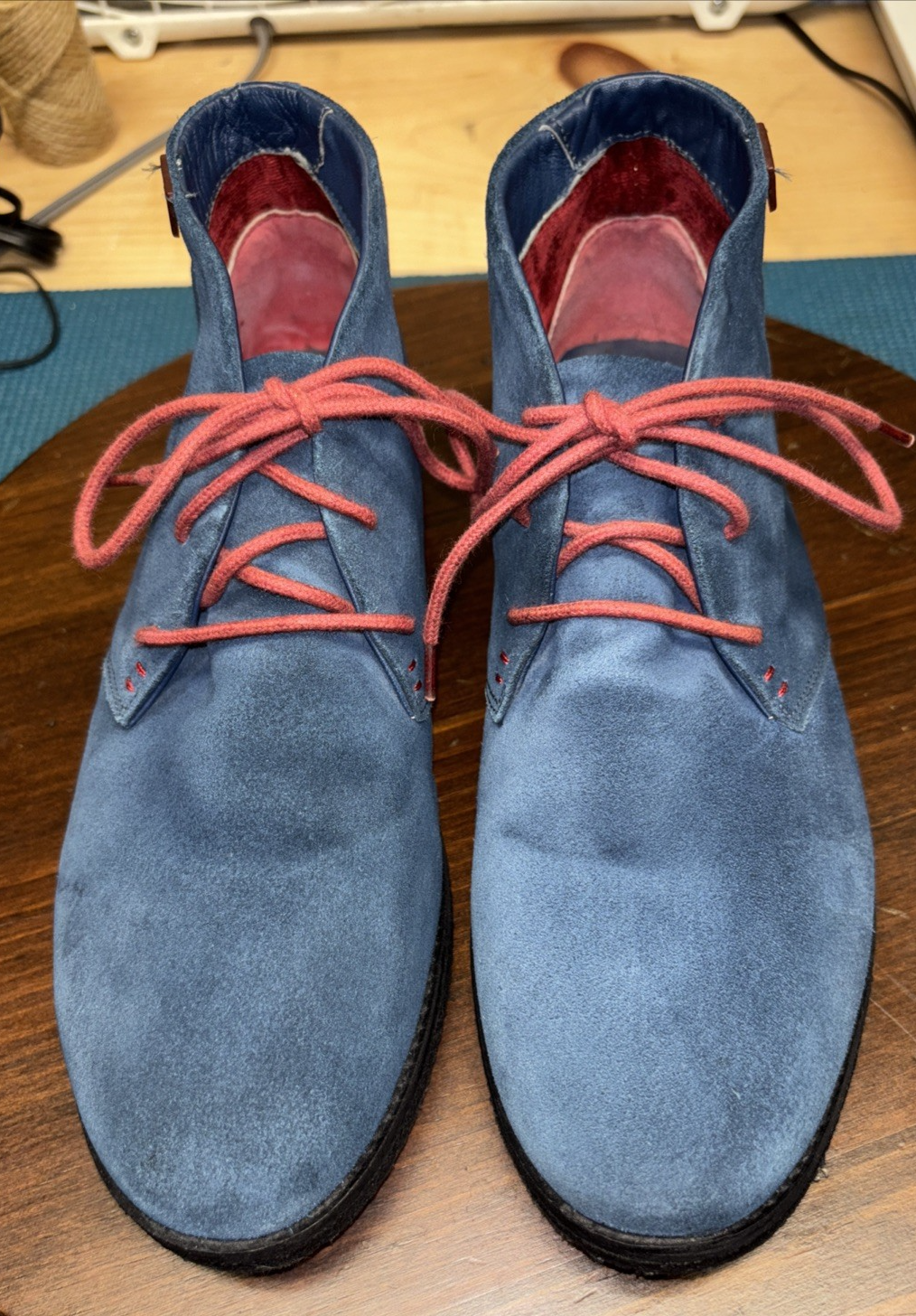 SAOLA Stivaletti chukka stringati Camper blu scamosciati suola gomma 41 Europa (10 US)