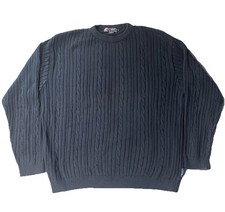 Vintage 90s Chaps Ralph Lauren Cable Knit Sweater Navy Blue Size Large Men  s