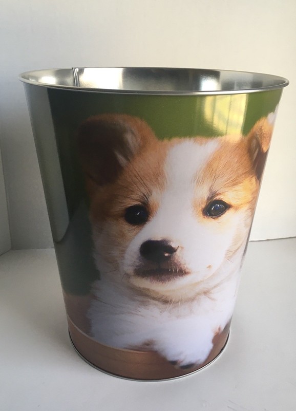 Puppy/Puppies Metal Container Wastebasket Trash Can Bin Kids-Dorm-Bathroom 3Gal