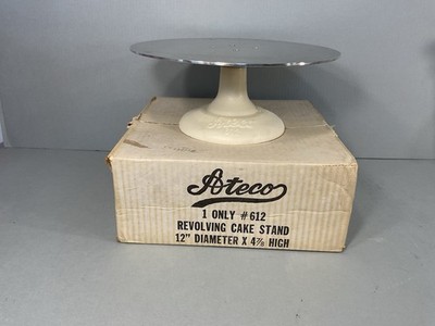 VTG  ATECO 612 Revolving Cake Decorating Stand, 12'' Aluminum Top Cast Iron Base