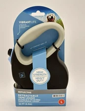 Vibrant Life 16-ft Reflective Retractable H-Duty Dog Tape Leash For Large 110lb