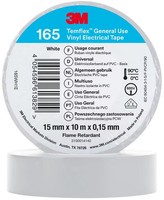 3M 165WH1E Temflex, Vinyl Isolierband, 15Mmx10M, 0,15Mm, Weiß (7100184731)