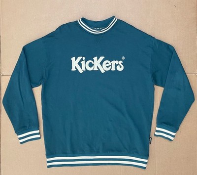 Vintage 90 s Kickers Men s Small Green Spellout Crewneck Fleece Sweatshirt