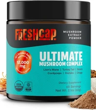 FreshCap Mushrooms Ultimate Mushroom Supplement Powder - 60g - Focus & Memory
