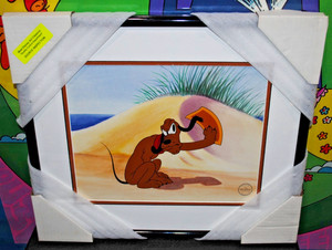 Disney Sticky Situation Pluto Limited Edition Sericel Framed Art 1998 COA