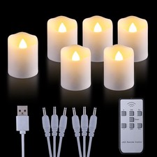 Rechargeable LED Votive Tea Lights 1.8"H - 6 Pack with Remote Timer for Home