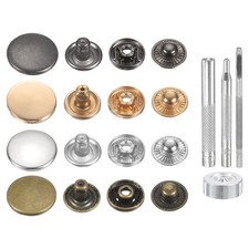 24Set 20mm Leather Snap Fastener Kit with 4 Install Tools, Gun/Bronze