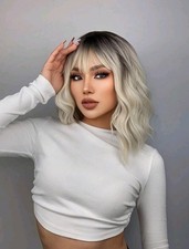 14 Inches  platinum blonde balayage Wig - High Quality hair