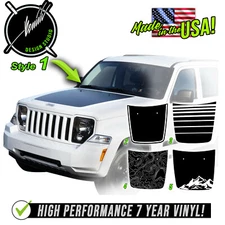 Arctic Mountain Hood Racing Stripe Decal Blackout Fits Jeep Liberty 2008-2013