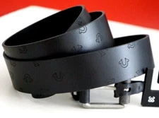 True Religion Men's Monogram Harry Laser Horseshoe Logo LEATHER Belt New