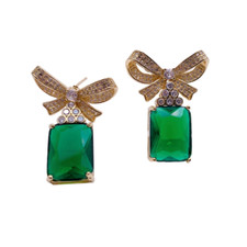 Rhinestone Cz Pave Butterfly Shape Stud Drop Earrings Elegant Women Anniversary