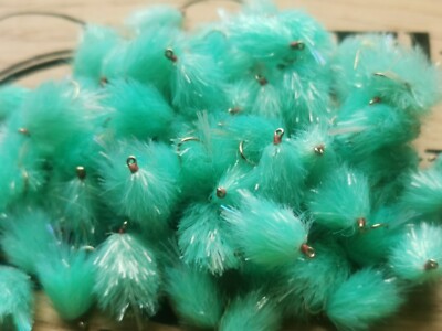 6 Spearmint Pearl Flash Tail BLOBS/TROUT FLIES/FLY FISHING size 10 barbed