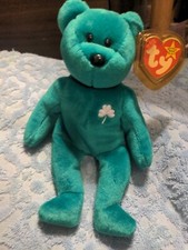Ty Beanie Baby Erin The Irish Bear, 1997, New With Tag Protecter Rare